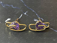 Женские серьги-пусеты (гвоздики) камнями позолоченные Xuping позолота 18К Скрепки