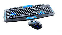 Беспроводный комплект клавиатура и мышка UKC HK-8100 Черный с синим (np2_0542) UP, код: 198051