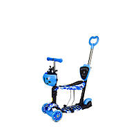 Детский самокат с родительской ручкой Bambi SC20482 колеса PU со светом Синий UL, код: 8030709