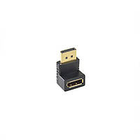 Переходник Lucom DisplayPort M F адаптер v1.2 4K60Hz 90°вверх Черный (62.09.8328) KM, код: 8345681