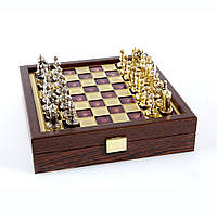 Шахматы Manopoulos дорожные, Византийская империя, латунь, в деревянном футляре 20х20см (SK1R EM, код: 2361037