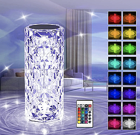 Кришталева настільна лампа Ромб Rgb 4 режими сенсорне керування