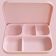 Детская пяти-секционная силиконовая тарелка с присоской и крышкой 2Life 450 мл Розовый (n-101 FT, код: 8106618