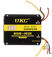 Преобразователь напряжения инвертор UKC 24В в 12В 30A Black (3_00381) NX, код: 8111740