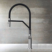 Смеситель для кухни матовая сталь Gessi Stelo Finox с выдвижным душем 60315-149