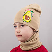 Детская шапка с хомутом КАНТА Авокадо размер 48-52 беж (OC-802) DH, код: 6484683