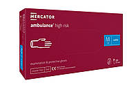 Перчатки латексные Mercator Medical Ambulance High Risk повышенной прочности M Синие 50 шт (0 PS, код: 8246369