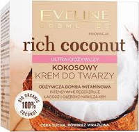 Ультраживильний крем для обличчя Eveline Cosmetics Rich Coconut Face Cream Збагачений кокосовою олією 50 мл (