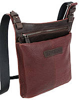 Мужская кожаная сумка планшетка на плечо Mykhail Ikhtyar Бордовый с коричневым (45041 bordo b PK, код: 7940549