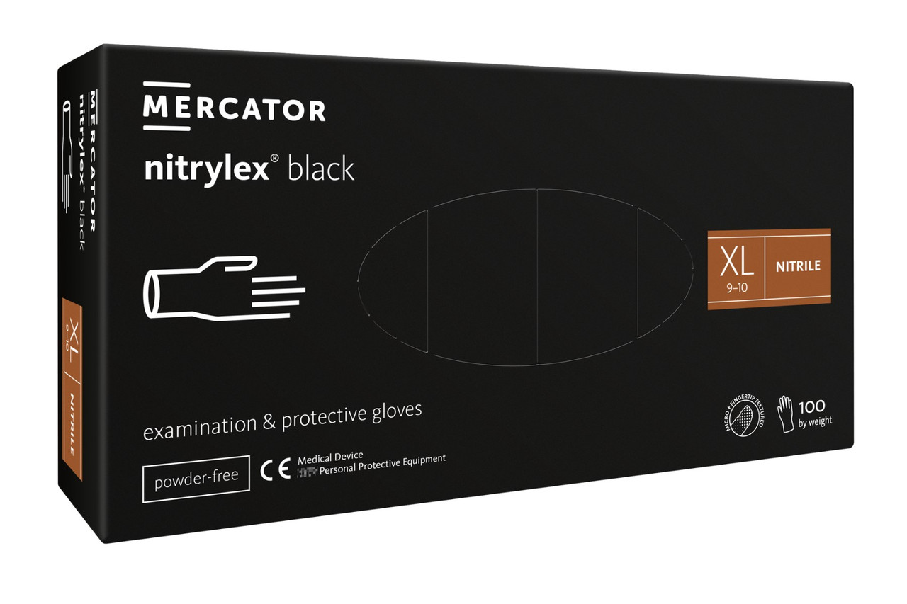 Перчатки нитриловые Mercator Medical Nitrylex Black XL Черные 100 шт (00-00000065) ET, код: 8246351 - фото 1 - id-p2159559960