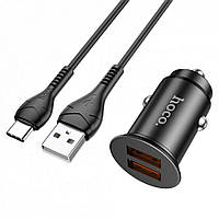 Автомобильное зарядное устройство Hoco NZ1 Developer 2 USB QC18W 36W 1 м USB -Type-C Черный NX, код: 8029151