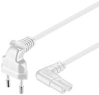 Кабель живлення пристроїв Goobay IEC(EuroPlug)-(C7)Euro8 M M 0.75m 90°вниз 90°вбік 2x0.75mm EJ, код: 7455073