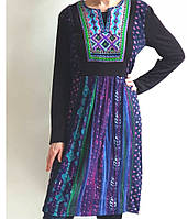 Плаття-туніка з вишивкою в східному стилі. (синє з чорним)