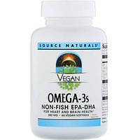 Омега 3 Source Naturals Vegan Omega-3S, EPA-DHA 300 mg 60 Veg Softgels SNS-02459 BM, код: 7813112