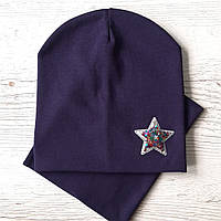 Детская шапка с хомутом КАНТА размер 52-56 Синий (OC-304) PZ, код: 1900041