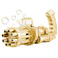 Детский автоматический пистолет пулемёт для мыльных пузырей Bubble Gun Blaste, золотой V&A.