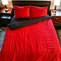 Постельное белье Наша Швейка Сатин Premium+ Красный и черный однотонный Двухспальный 180х215 см