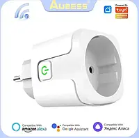 20А з моніторингом Розумна розетка Aubess Smart Wi-Fi Plug EU SmartLife Amazon Alexa Google Home Google Assistant