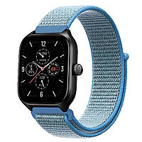 Ремешок нейлоновый на липучке BeWatch Xiaomi Amazfit BIP GTS GTR 20 мм Blue (1011342.3UW) TO, код: 8344771