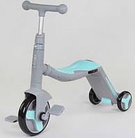 Самокат детский 3в1 Best Scooter с PU колёсами (свет+музыка) - Серый + бирюзовый (90792) GG, код: 6960243