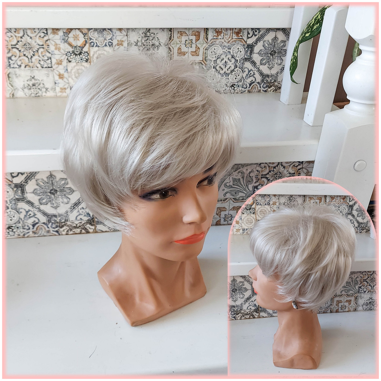 Перука коротка з термоволосся сріблясто-платіновий RG 9713- АВ102, фото 1