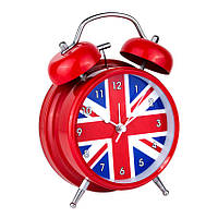 Часы настольные Clock с будильником Моен Британский флаг Тихий ход 16х11,7х5,5 см Красный (19 LW, код: 6489074