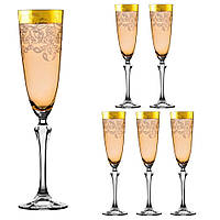 Набор бокалов для шампанского Lora Золотистый H80-071 200ml PR, код: 7242531