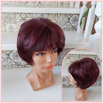 Перука пишна каре каскад із термоволосся бургунд RG 2025-99Т