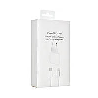 Сетевое зарядное устройство Apple 20W USB-C MHJ83ZM A A2347 + кабель Type-C Lightning-белый QT, код: 8372458