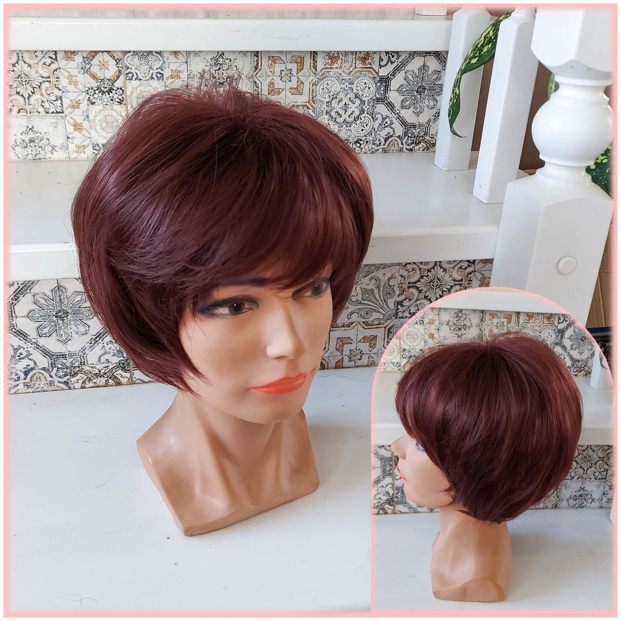 Перука пишна каре каскад із термоволосся яскраво-каштановий RG 2025-33А, фото 1