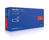 Перчатки нитриловые Mercator Medical Nitrylex Basic L Синие 100 шт (00-00000032) QT, код: 8246346