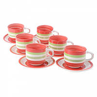 Набор чашек с блюдцами Lora Красный 72-085 340ml DH, код: 7242735