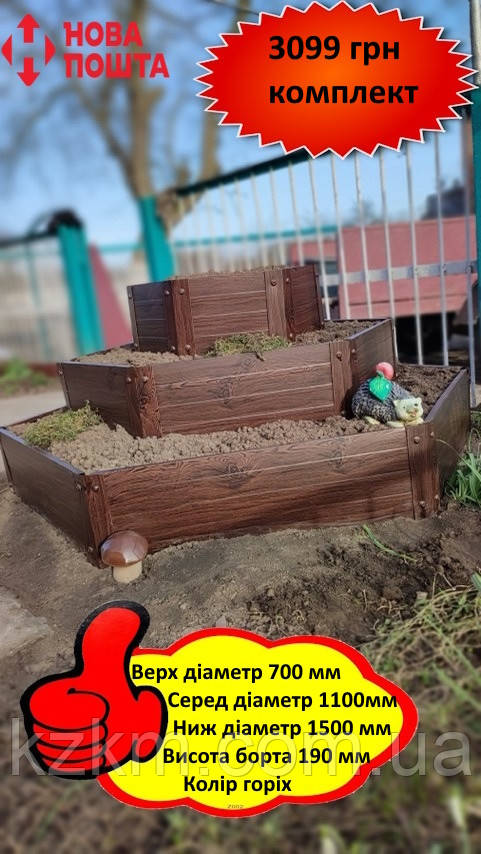 Збірна клумба під дерево, збірна "Люкс" висока, металева клумба, фото 1