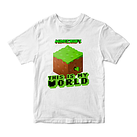 Футболка белая с принтом онлайн игры Minecraft This is my World Minecraft Кавун 86 см ФП01202 EV, код: 8379385