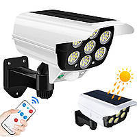 Фонарь-прожектор в виде камеры с солнечной панелью и с датчиком движения CL-877B / Уличный настенный LED свети