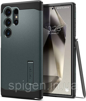 Чохол Spigen для Samsung Galaxy S24 Ultra - Tough Armor, Abyss Green (ACS07302), фото 1