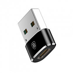 Адаптер перехідник BASEUS USB Male to Type-C Female 2.4 A Black (CAAOTG-01)