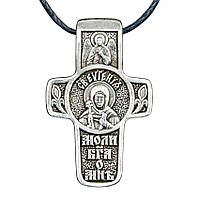 Крест нательный посеребренный Silvering Евгения Святая Преподобномученица Евгения Римская 3х1 GG, код: 6839258