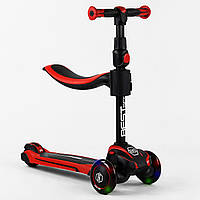 Самокат трехколесный с сидением Best Scooter MAXI PU колеса со светом 60 кг Red and black (10 GG, код: 7620263