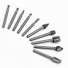 Набір фрез 10 шт фреза насадка бур-бор свердло гавер патрон цанга Dremel