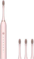 Электрическая зубная щетка 6 режимов и 4 насадки IPX7 Electric toothbrush Pink ZD-X3