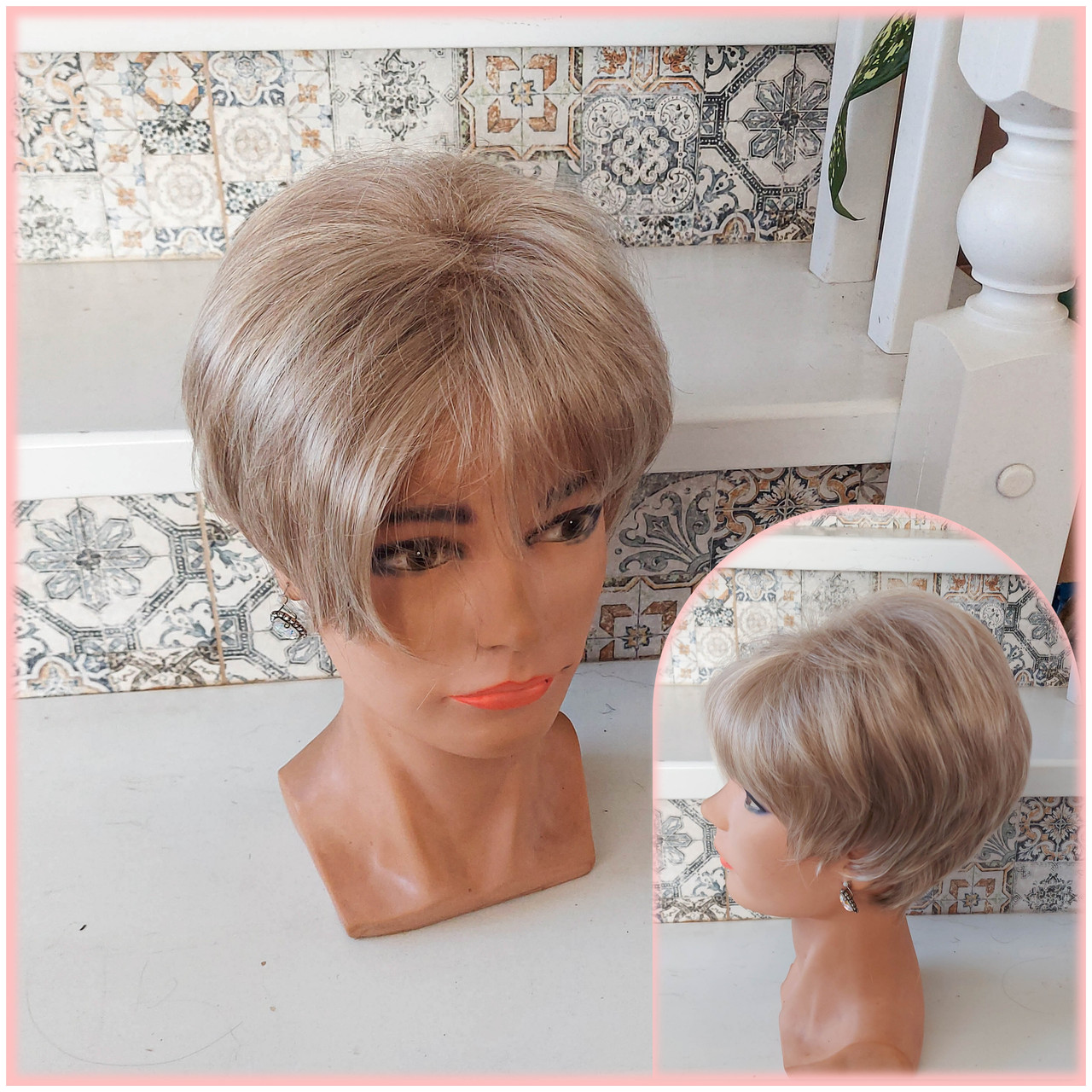 Перука коротка піксі з термоволокна платиновий блонд мікс RG 9758 -H16/613, фото 1