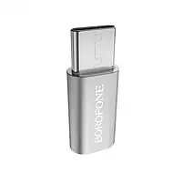 Переходник адаптер OTG Borofone Micro-USB - Type-C Silver (BV4)