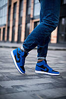 Кроссовки, кеды отличное качество Jordan Retro 1 High Blue black Размер 41