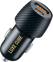 Автомобильное зарядное устройство Luxe Cube 36W 2USBх3A Black (4446689880957) UL, код: 8381280