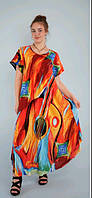 Жіноче  легке штапельне плаття-сарафан з коротким рукавом розміром XL-4XL(50-56)