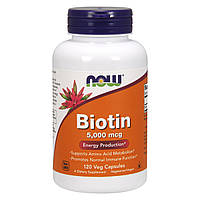 Биотин (В7) 5000 мкг, Now Foods, 120 гелевых капсул GT, код: 2337351