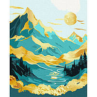 Картина по номерам Восход солнца в горах Идейка KHO5105 с красками металлик 40х50 см TH, код: 8245893