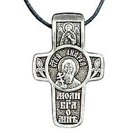 Крест нательный посеребренный Silvering Андрей Святой Апостол Андрей Первозванный 3х1,8х0,2 с BM, код: 6838170