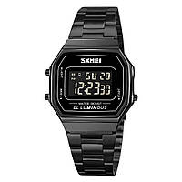 Часы наручные мужские SKMEI 1647BK, фирменные спортивные часы с металлическим браслетом. Цвет: Черный